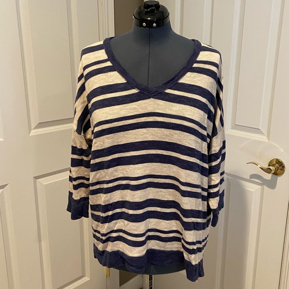 Striped v-neck sweater